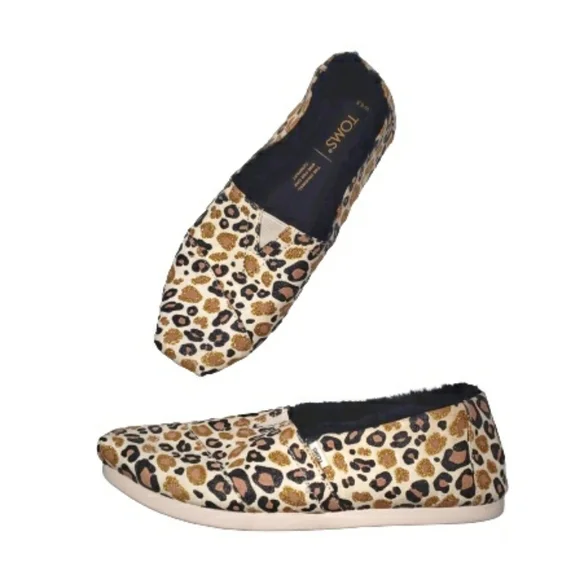 TOMS Natural Glitter Cheetah Alpargata Shoes - Picture 1 of 6